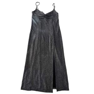 Urban Outfitters Sparkle Midi Dress Black Silver Large